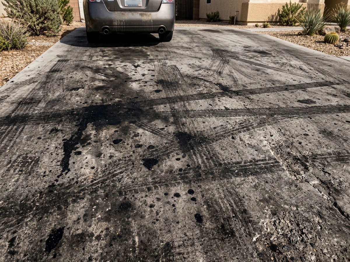 Dirty driveway before pressure washing